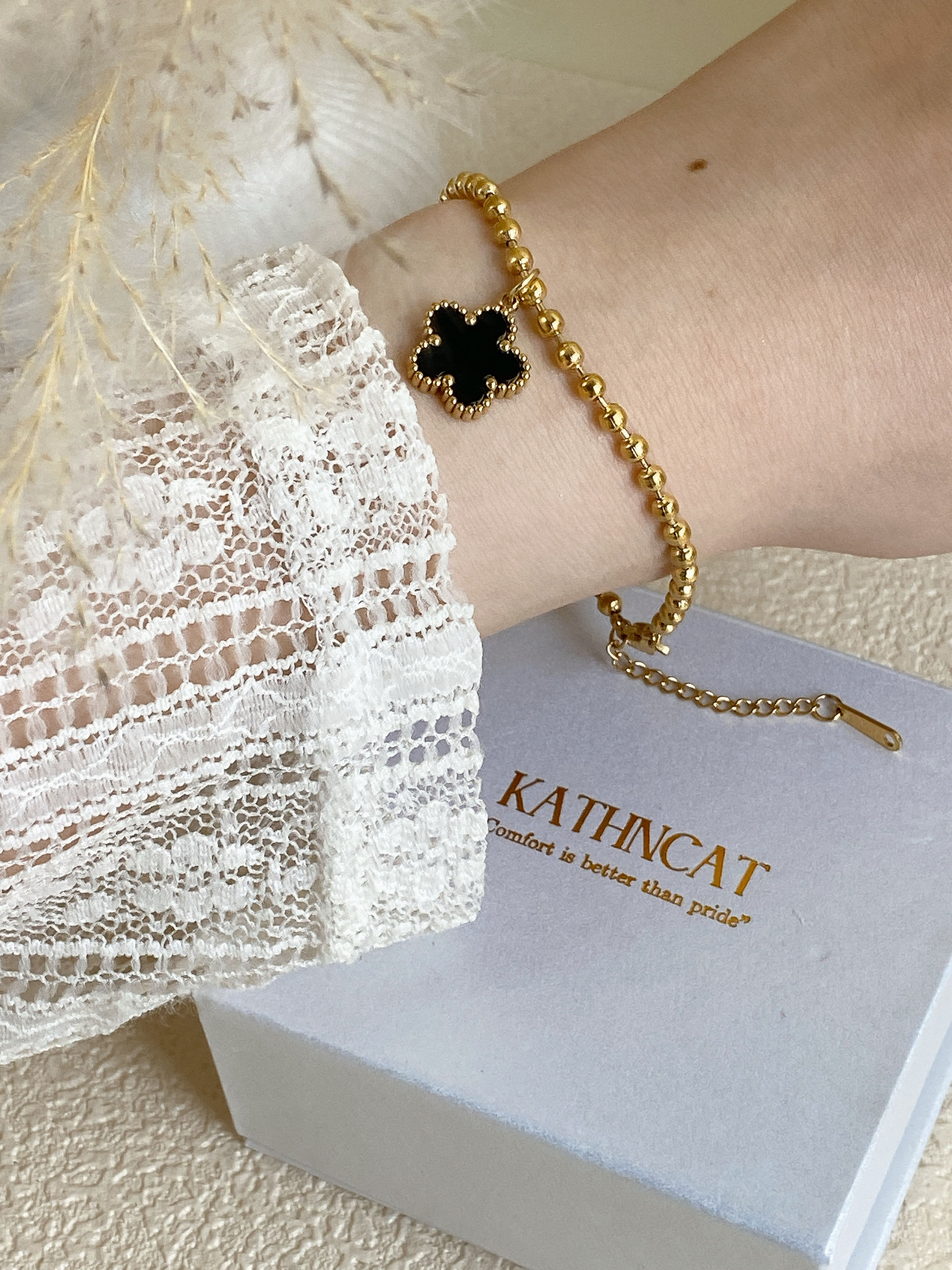 Single Black Flower Bracelet