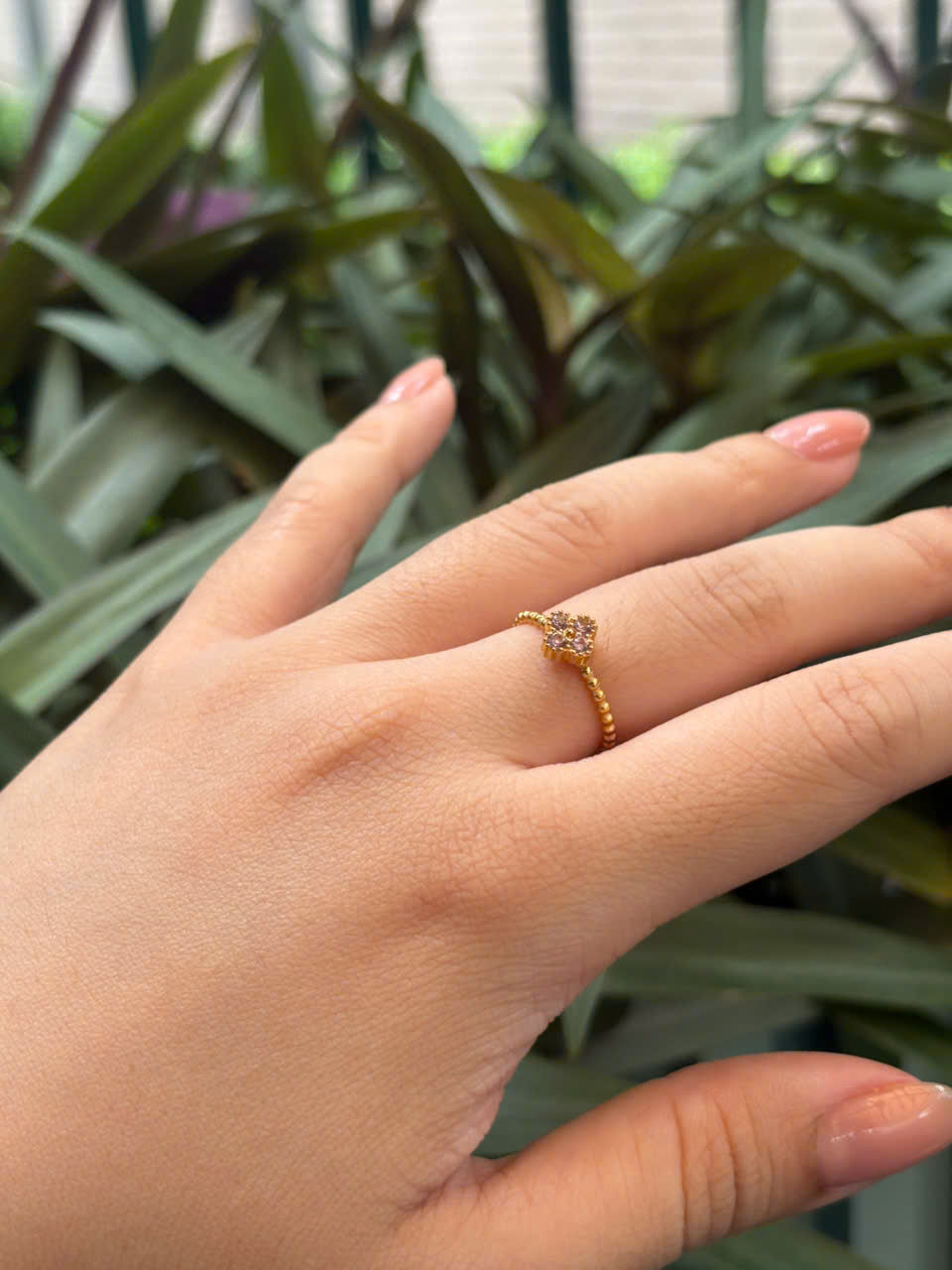 Hình thu nhỏ: Colorful Crystal Flower Ring