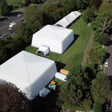 The set up in the grounds of the brewery