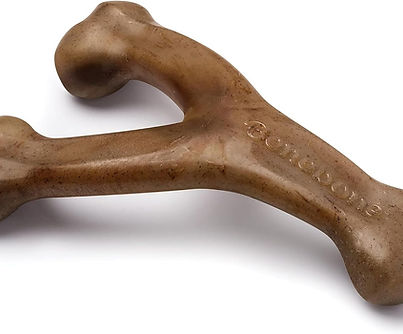 Durable bacon-flavored dog chew toy, safe for aggressive chewers.