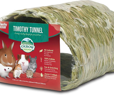 edible hand-woven hay tunnel hideout for rabbits, guinea pigs, and chinchillas.