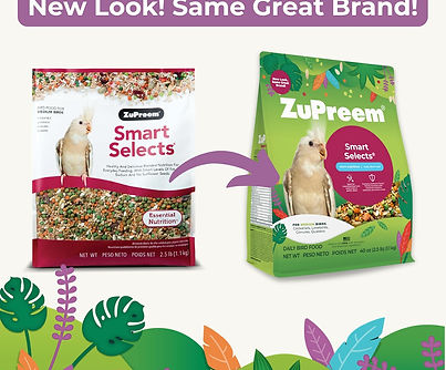ZuPreem Smart Pellets and seed blend food for parrots and pet birds.