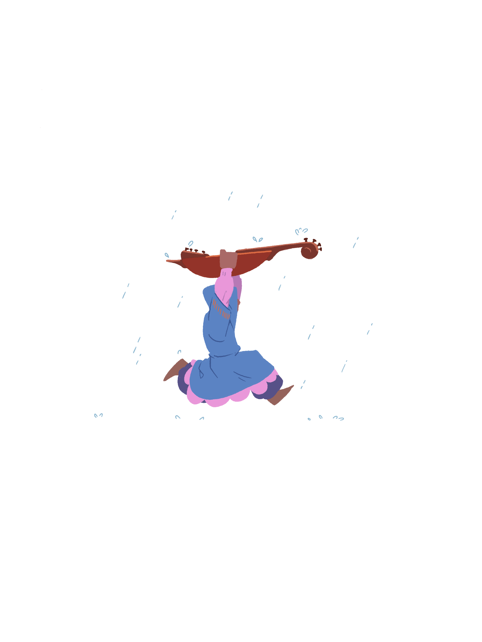 Wandering Cello Player - running from rain gif