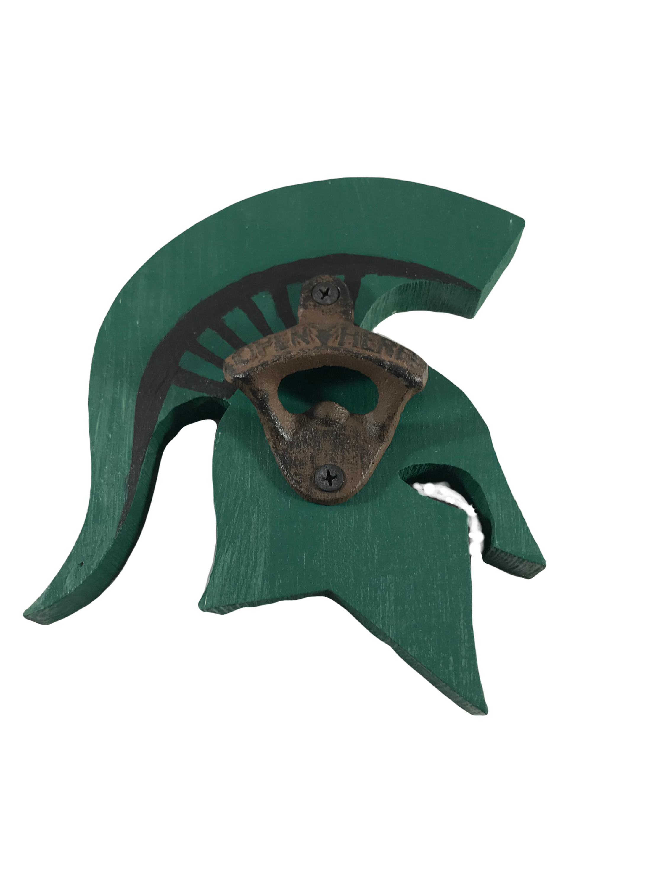 Bottle Opener - MSU Michigan State Sparty Shape - Solid Wood
