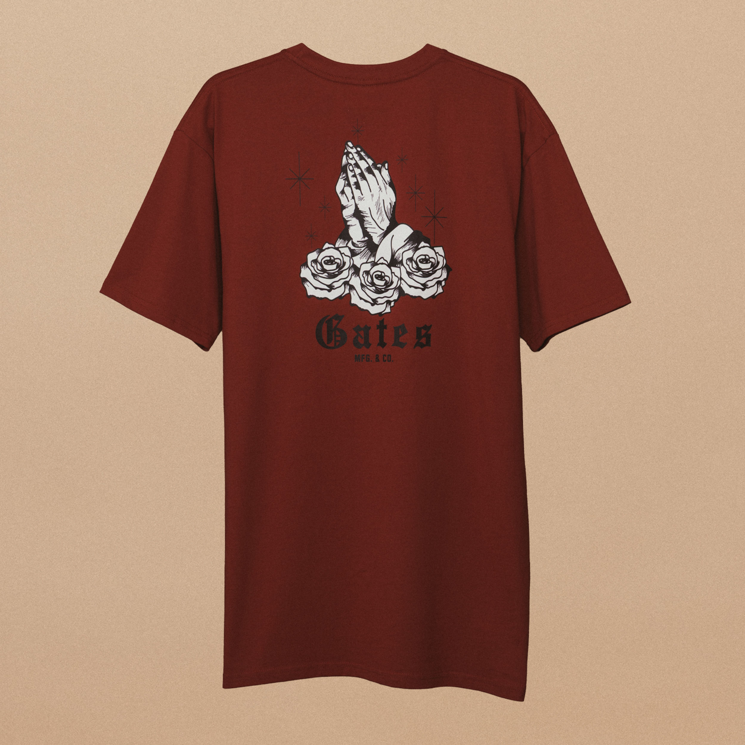 Gates Mfg. & Co. Praying Hands Heavyweight Tee