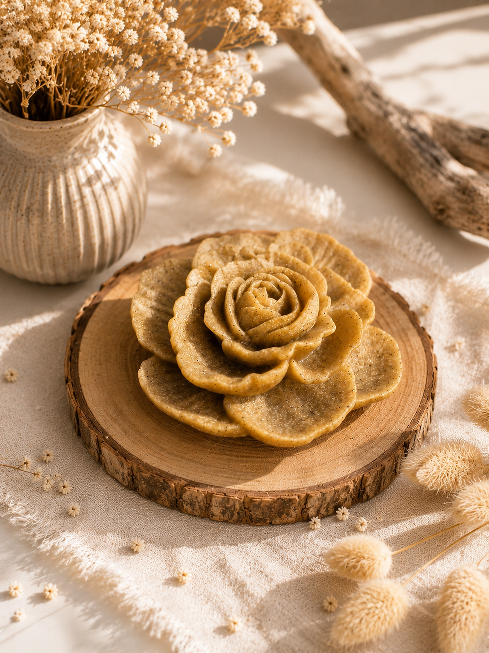 Rose décorative en résine avec véritable sable