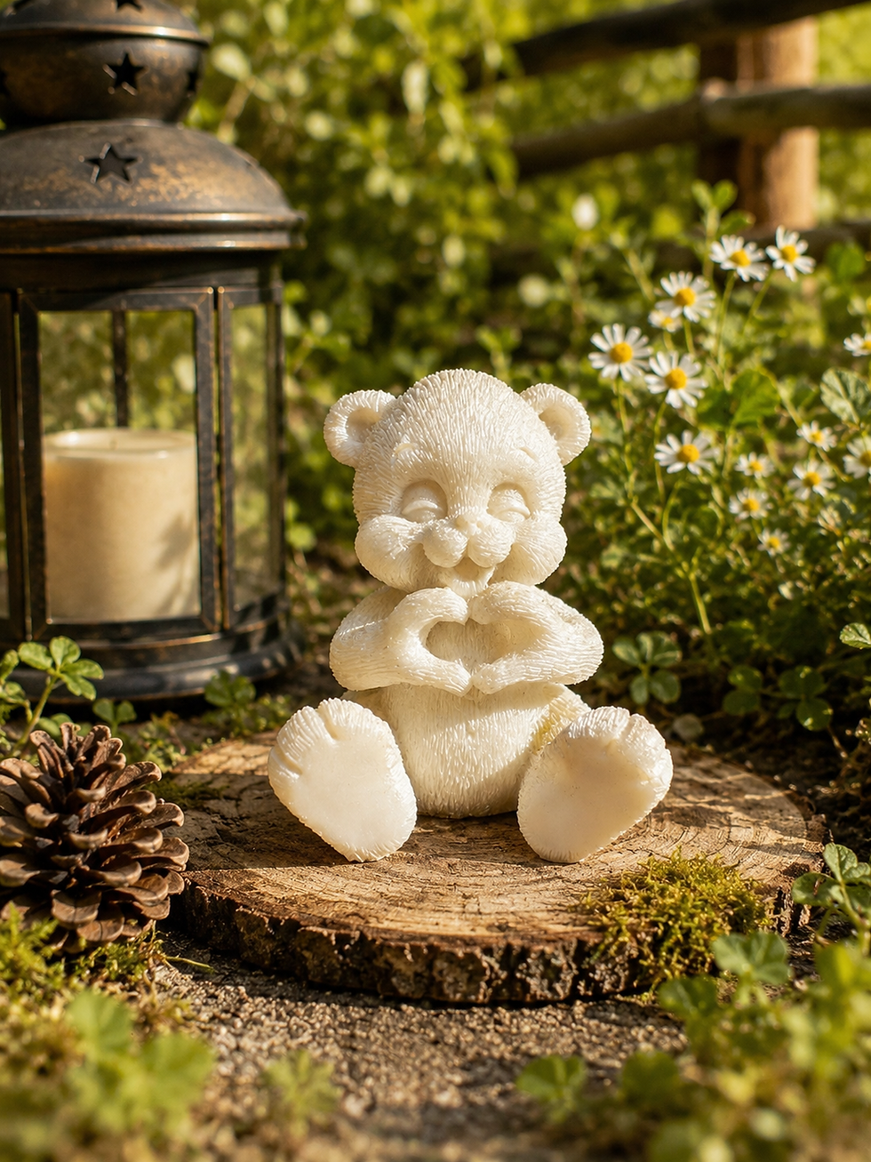 Figurine ourson coeur en résine