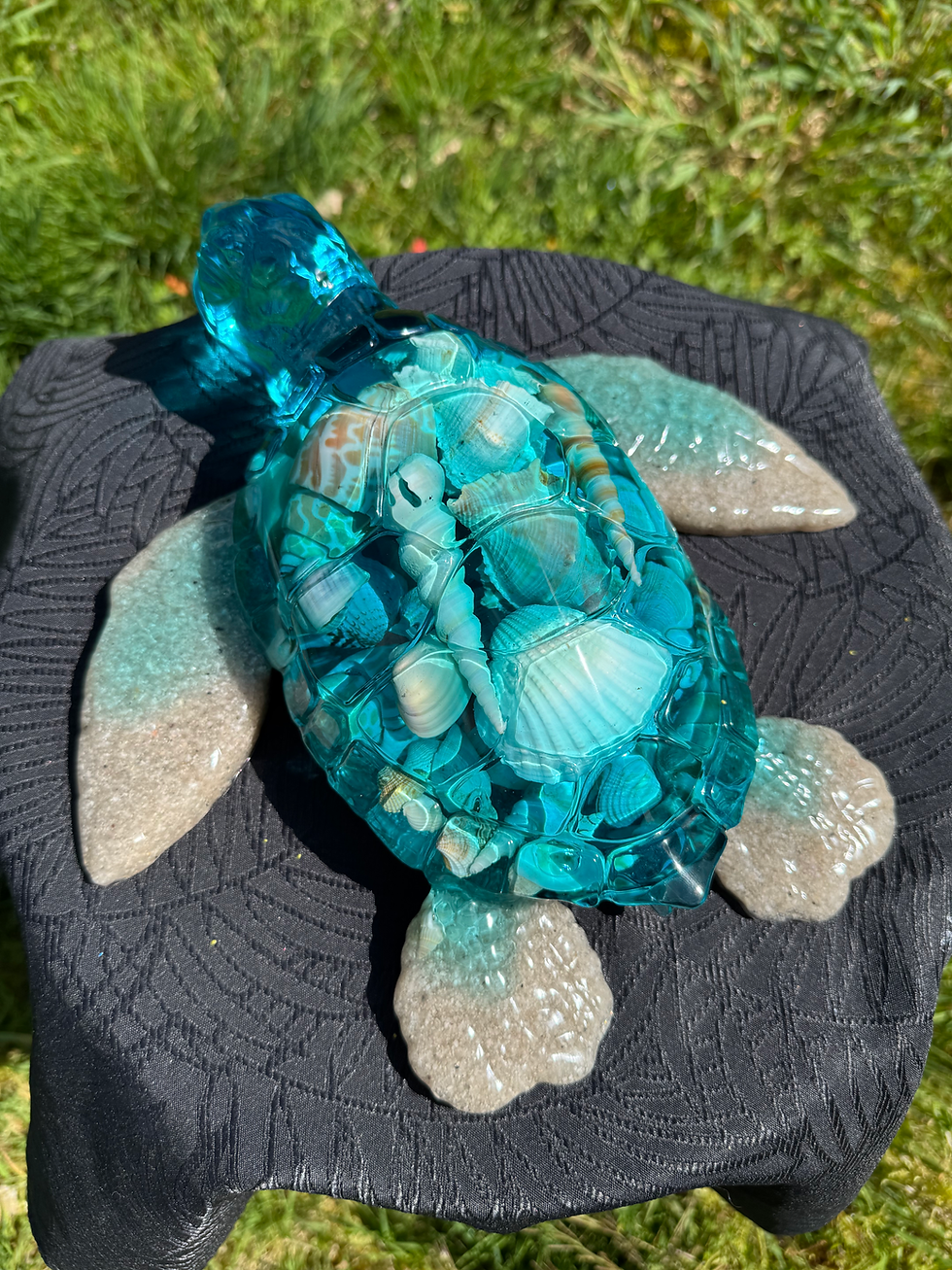 Tortue marine XXL en résine, pièce unique, exceptionnelle