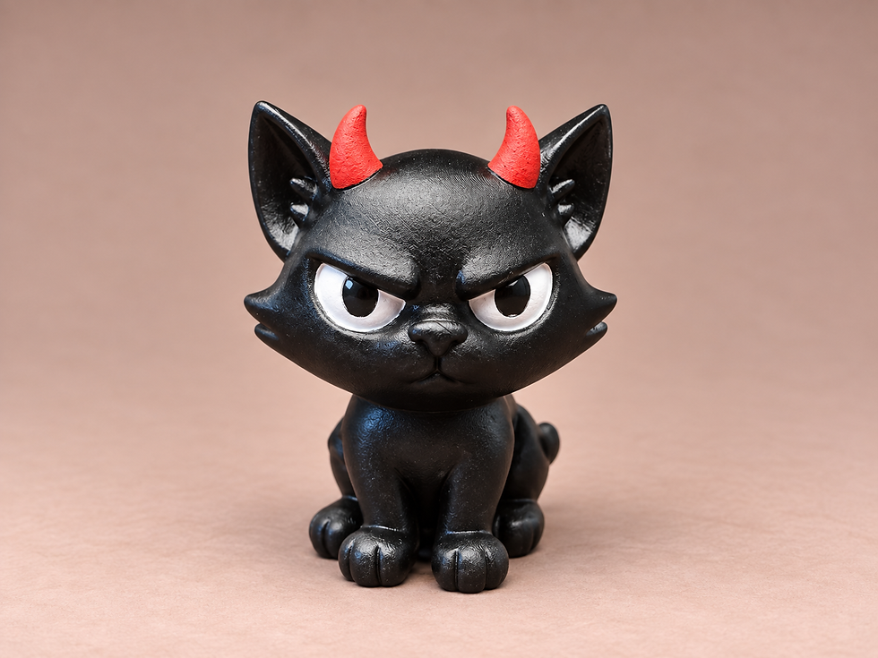Figurine chat démon en résine
