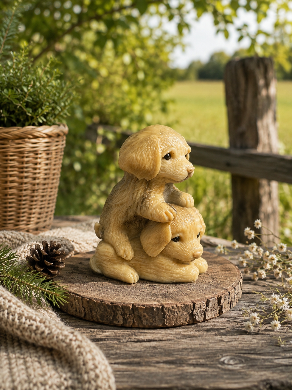 Duo de chiots en résine
