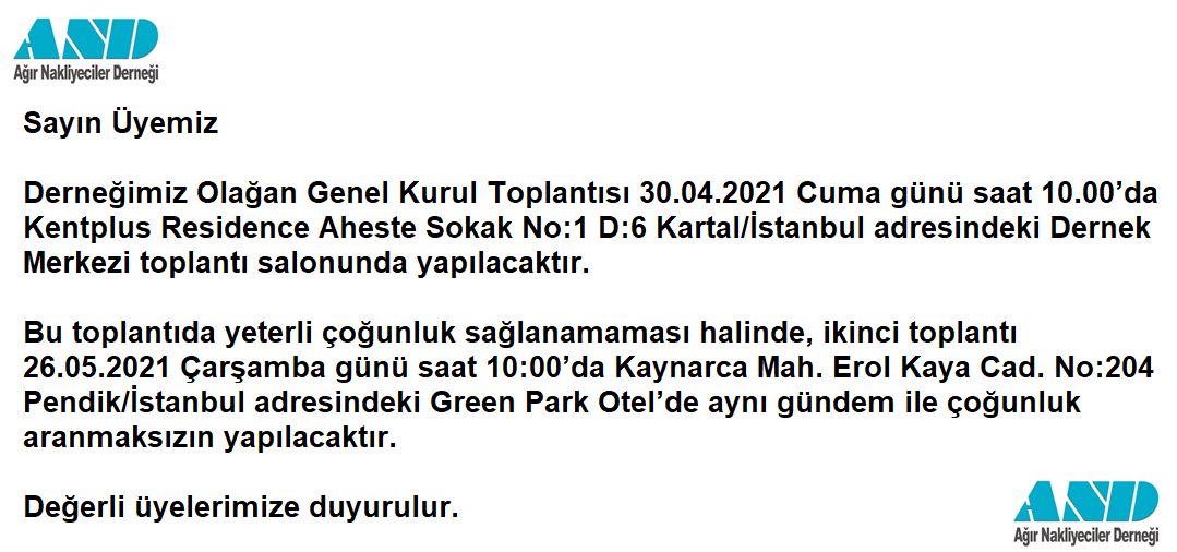 Genel Kurul Duyurusu