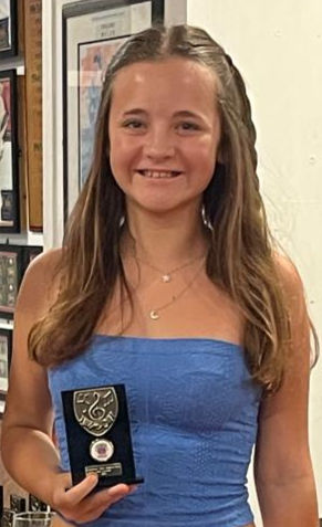 Photograph of Margaret with her award