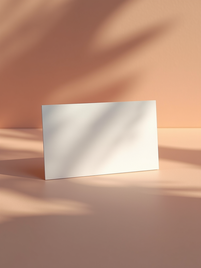 Minimalist business card design laying on a textured surface representing brand touchpoints.