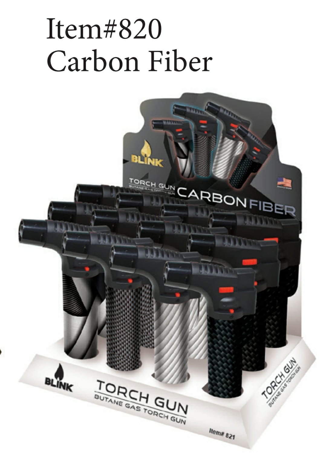 Blink Carbon Torch Gun Lighters w/Display Carbon