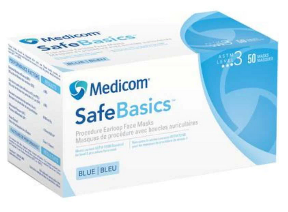 LEVEL 3 MEDICOM SAFEBASICS DISPOSABLE  FACEMASK PACK OF 50