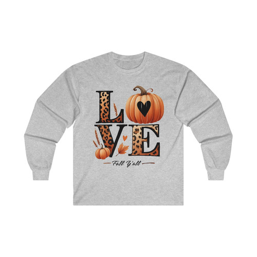 Love Fall Y'all Pumpkin Leopard Print Long Sleeve Shirt