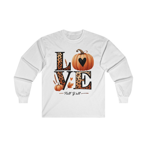 Love Fall Y'all Pumpkin Leopard Print Long Sleeve Shirt