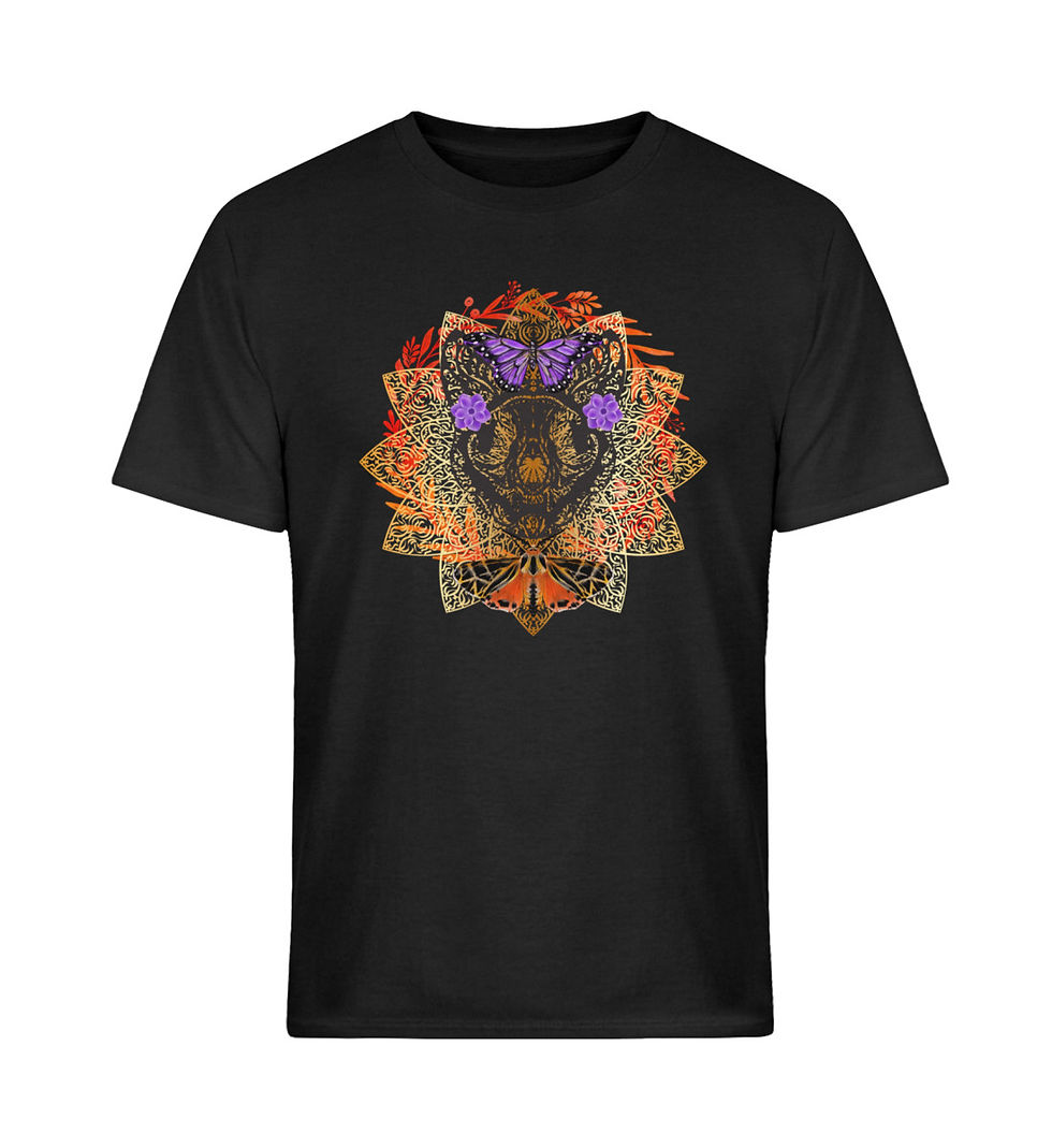 Thumbnail: Unisex Cat Skull T-shirt in black