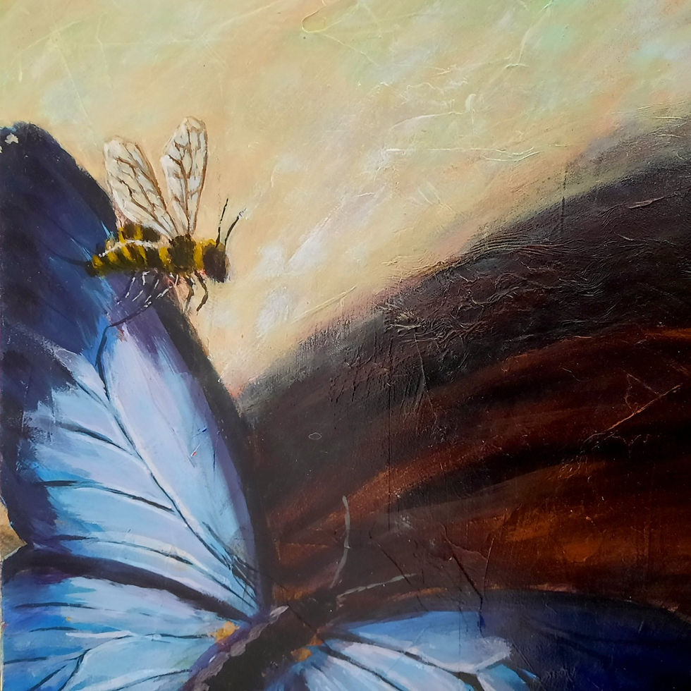 Thumbnail: Happy Woman with butterflies and bee, painting by Veronica Belam