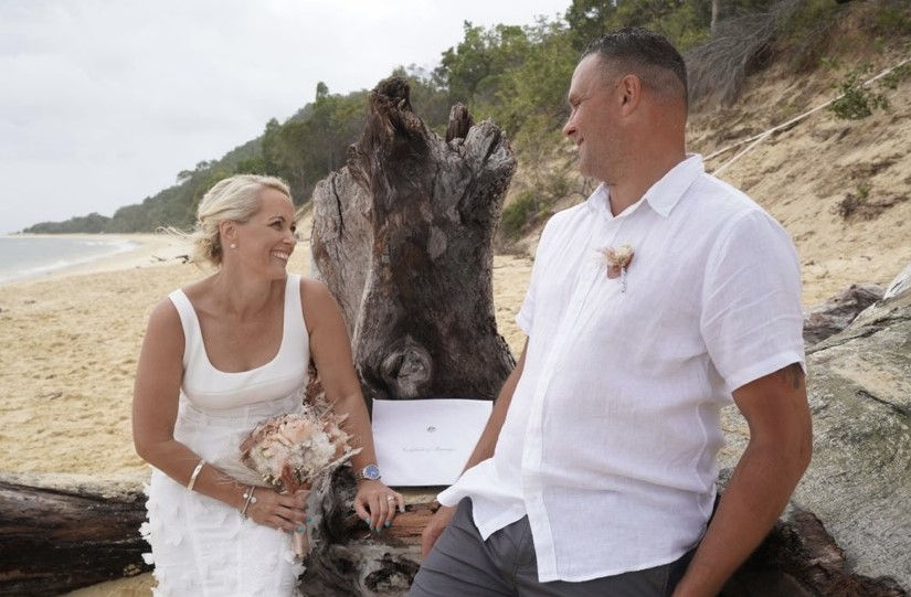 Tangalooma Island Resort Boundary Beach Wedding Just Married
