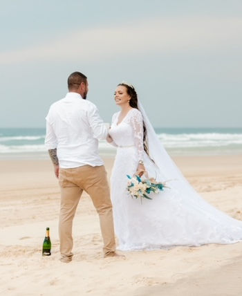 Ditching tradition for a ceremony for two on Eastern Beach, Moreton Island