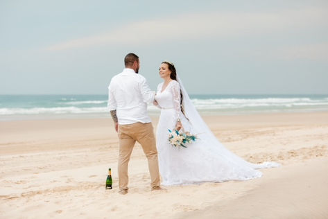Ditching tradition for a ceremony for two on Eastern Beach, Moreton Island