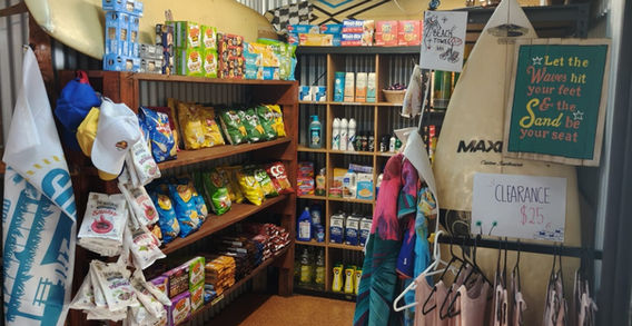 Snacks and beach gear inside Kooringal General Store on Moreton Island
