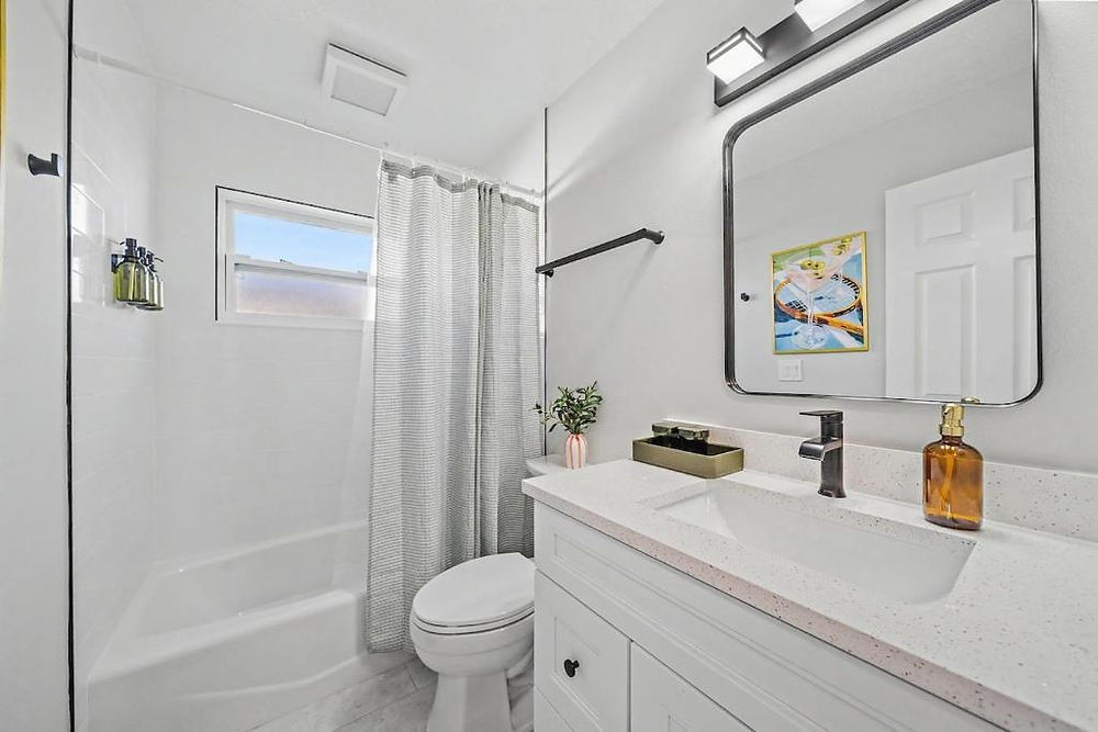 Bright bathroom interior in IMG Academy rental in Bradenton, FL