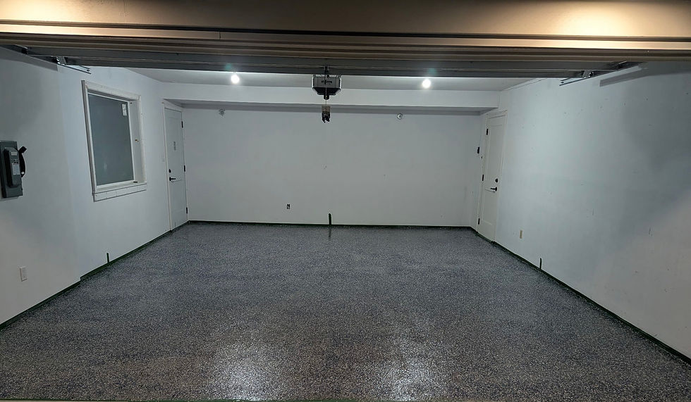 epoxy and polyaspartic floor coating with orbit flakes after westfresh service