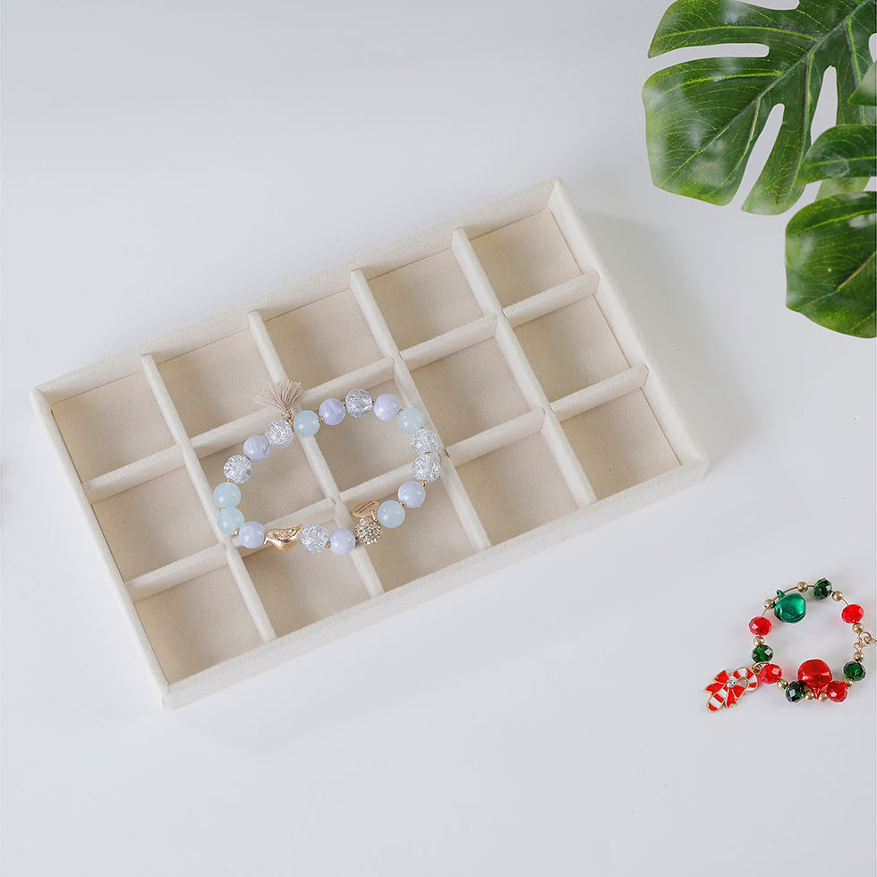 Thumbnail: 1PC, Flocking Jewelry Box Jewelry Tray, Color: Beige