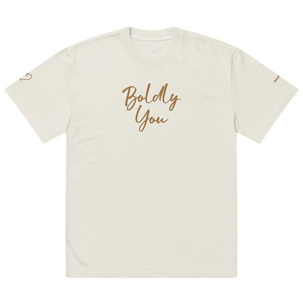 Thumbnail: Boldly You Women's Oversized Faded T-Shirt with Old Gold Embroidery