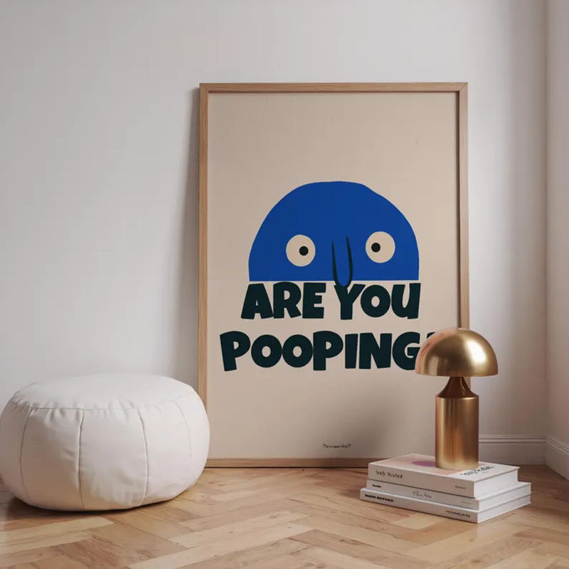 Thumbnail: Funny Bathroom Wall Art - Funky Quote Toilet Wall Art, Trendy Blue Bathroom Prin