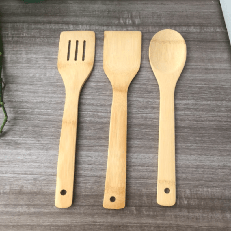Thumbnail: 3pcs/set Bamboo Non Stick Frying Pan Spatula Rice Spoon Spatula High Temperature
