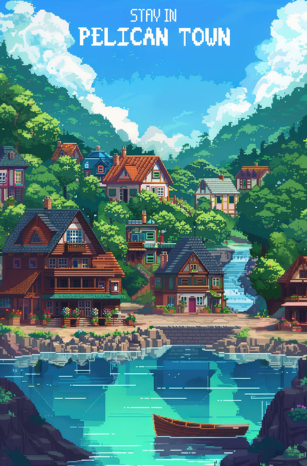 Thumbnail: Moonlight Stardew Valley Festival Cartoon Ice Winter Forest Dessert Posters Canv