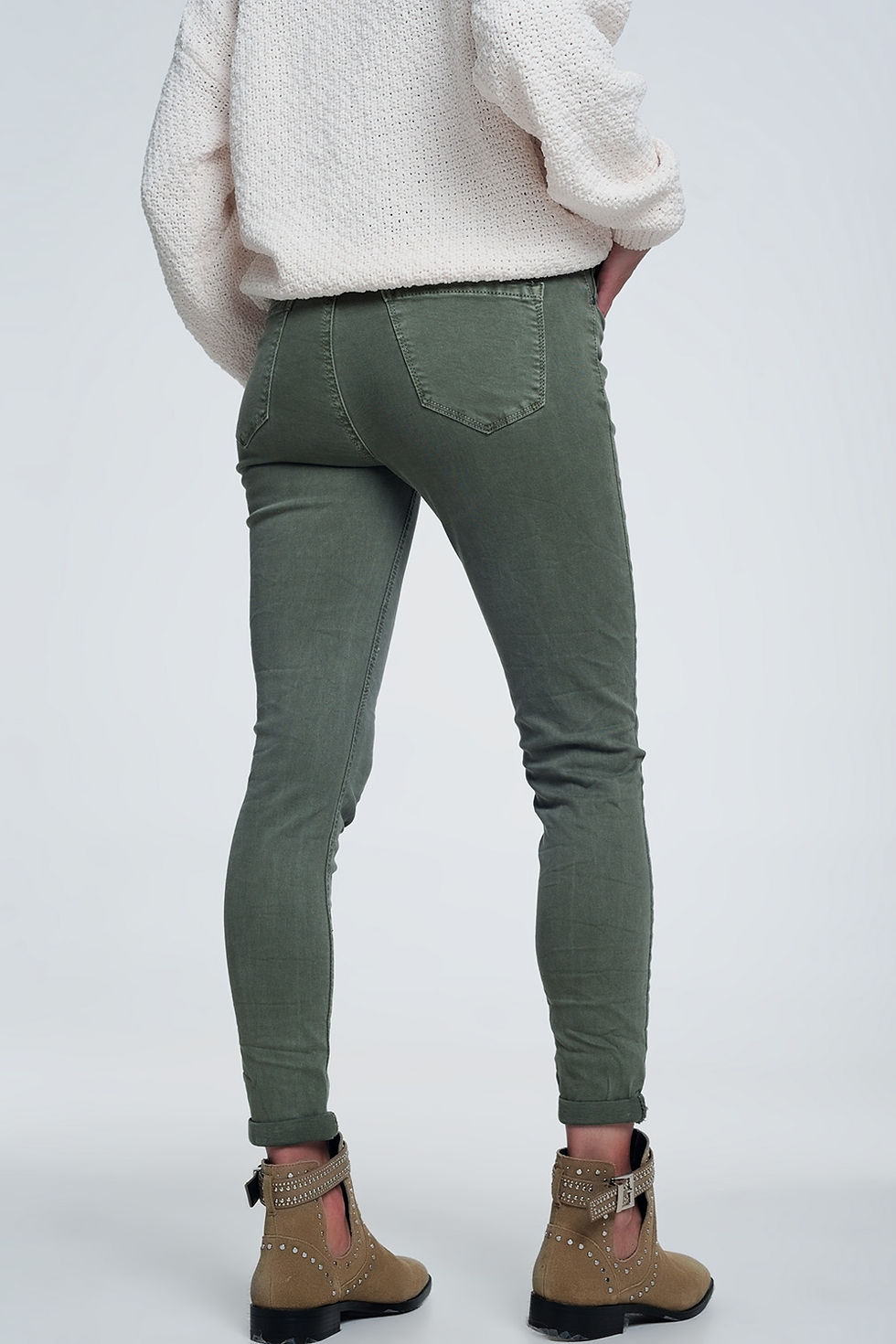 Thumbnail: High Waisted Skinny Jeans in Green