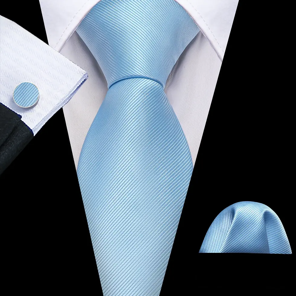 Thumbnail: Men Tie Gold Navy Blue Striped Silk Tie Set