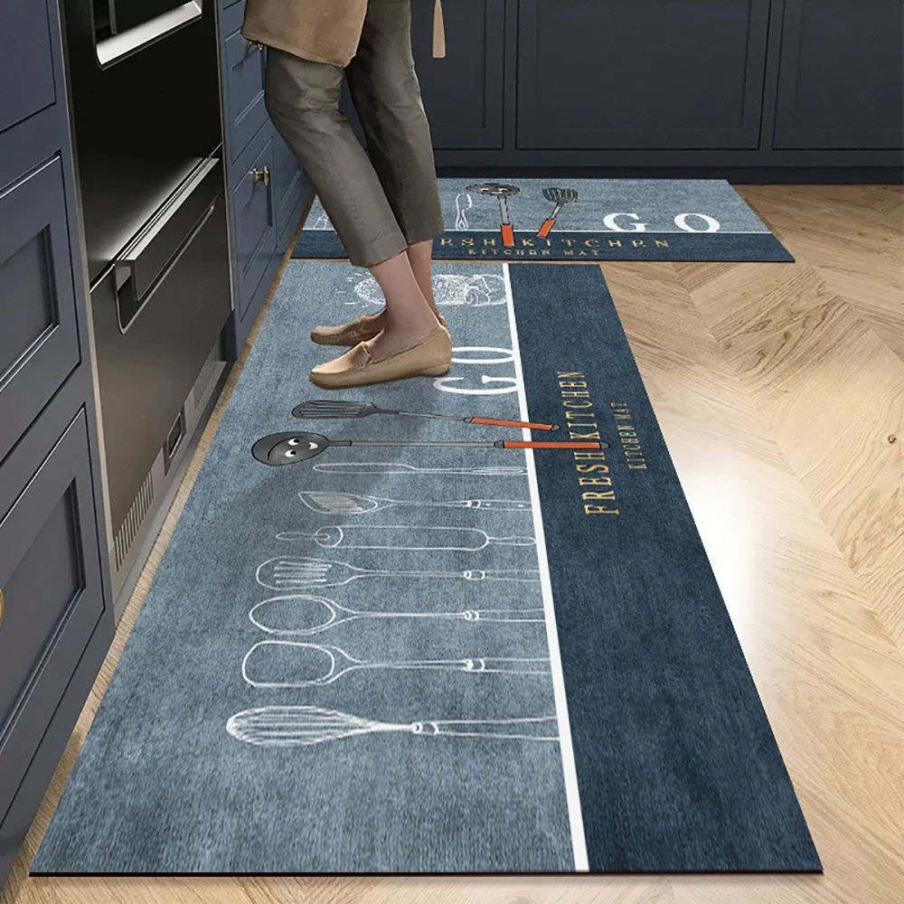 Non-slip Kitchen Mat Long Rugs Crystal Velvet Carpet for Living Room Absorbent F