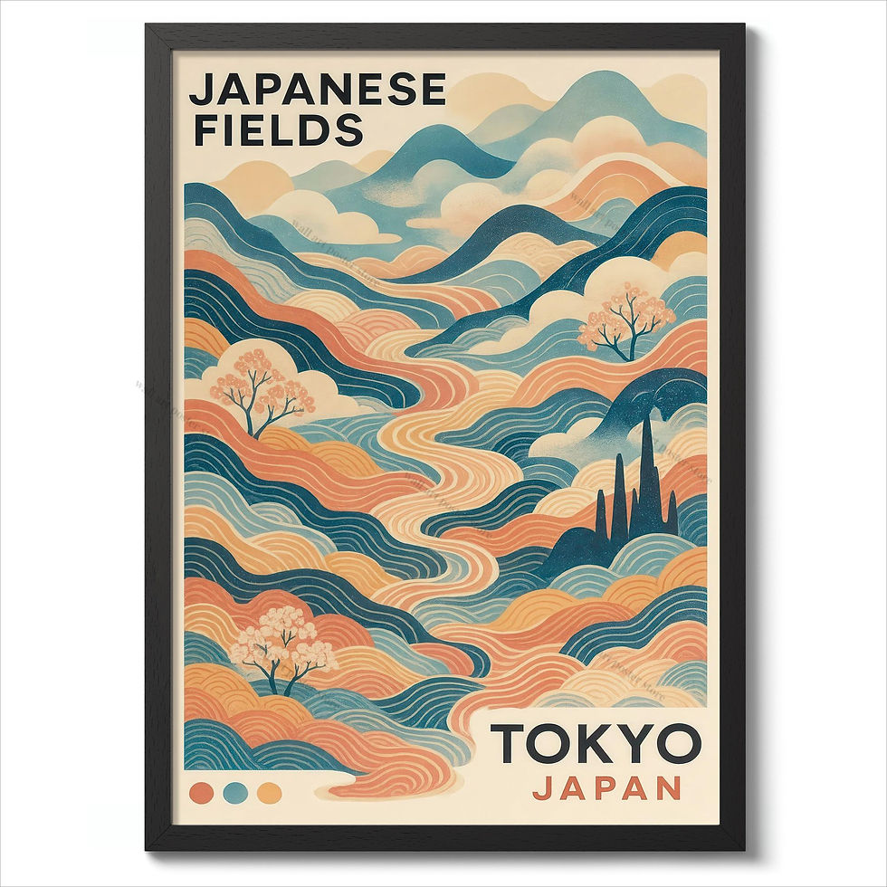 Thumbnail: Rainy Tokyo Japanese Woodblock Tea Emple Print  Anime City Poster Wall Art Decor