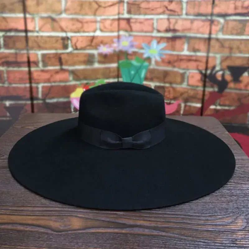Thumbnail: Women 16cm Large Wide Brim Wool Felt Hat Chic Floppy Warm