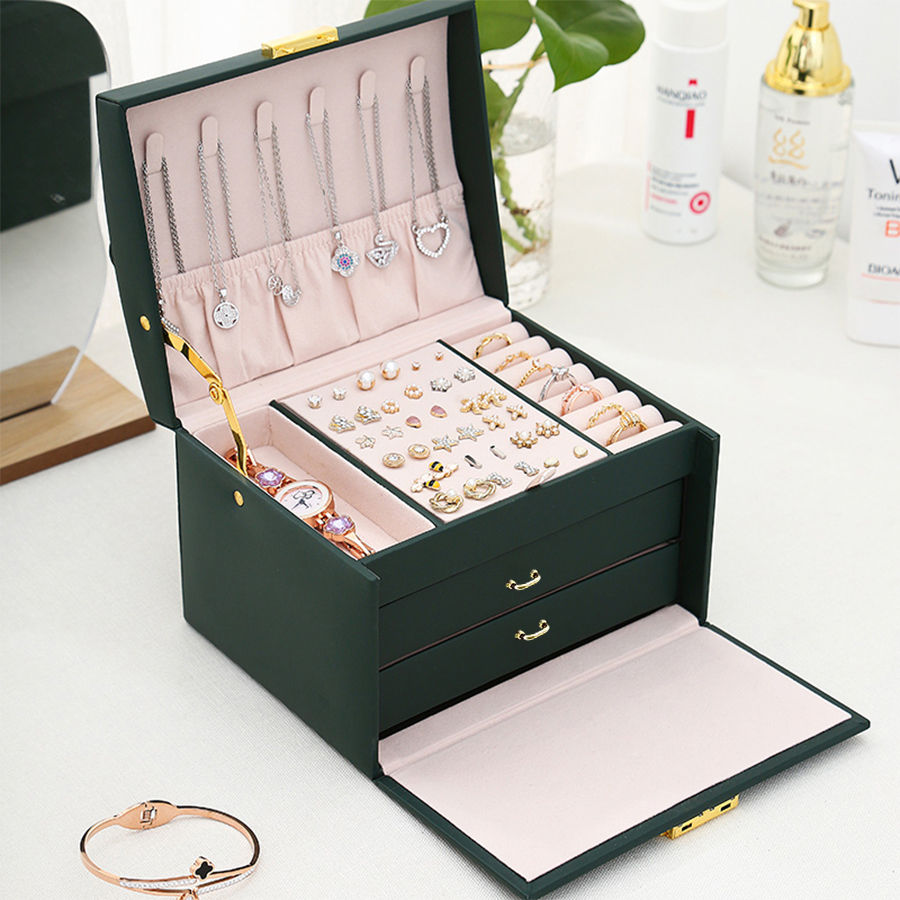 Thumbnail: 1PC, lock arch three-layer jewelry box, suitable for all kinds of jewelry storag