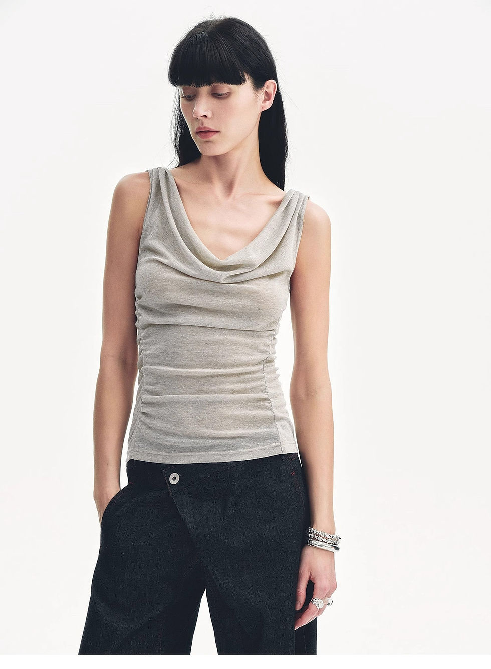 Thumbnail: "Energetic Encounter" Modern Temperament Draped Neck Fitted Vest