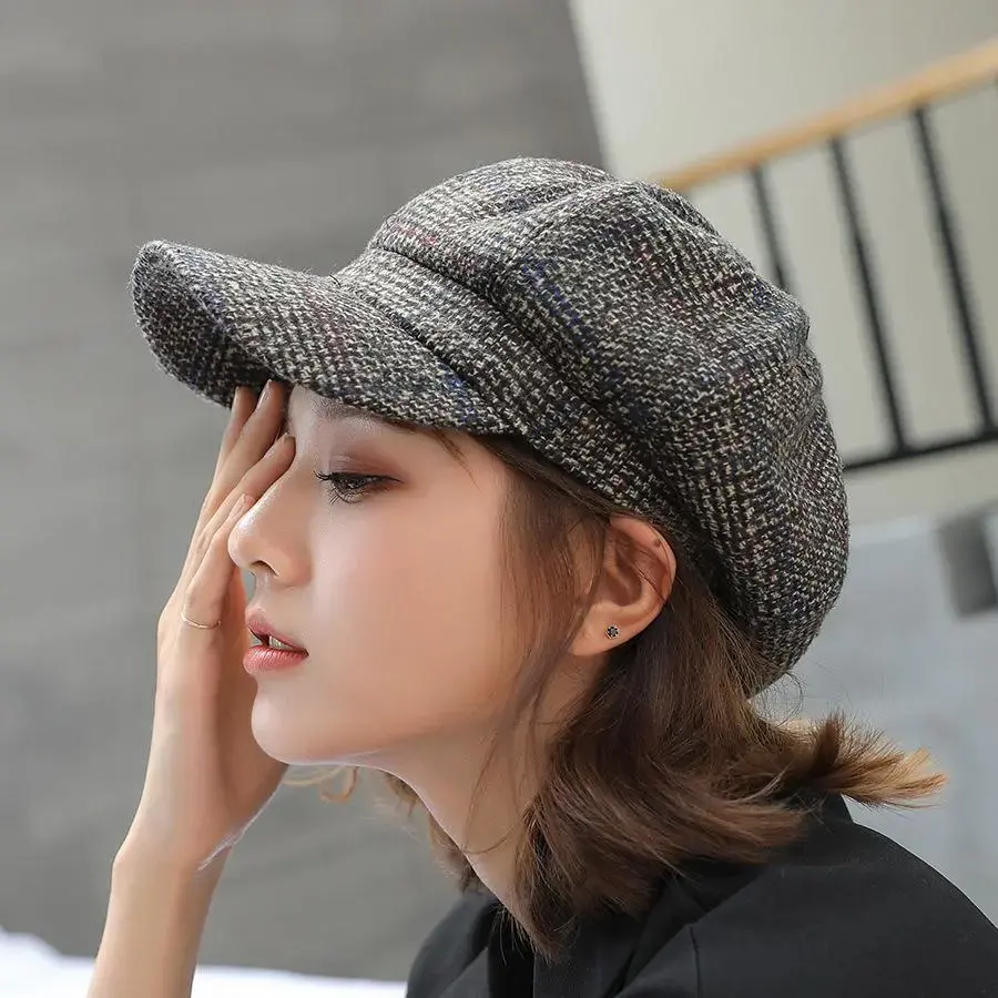 Thumbnail: COKK Autumn Winter Wool Newsboy Cap