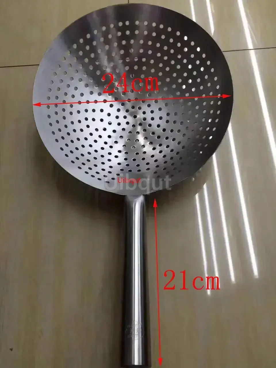 Thumbnail: Large Big Thick Stainless Steel Mesh Strainer Colander wok wooden Handle Cookwar