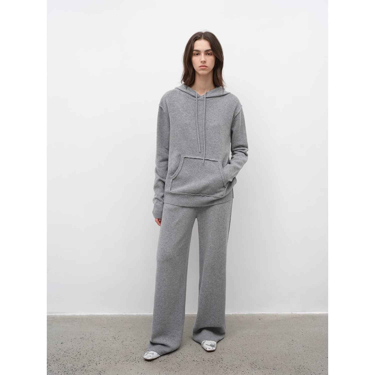 "Relaxed Encounter" Stylish Casual  Wool Knit Hoodie Pants Set