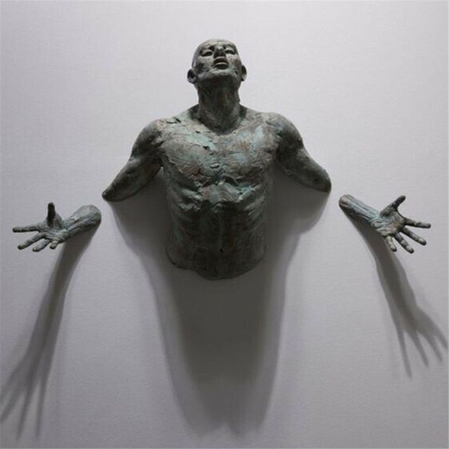 Thumbnail: New Imitation Copper Wall Decor Abstract Character Resin Rock Climbing Man Statu