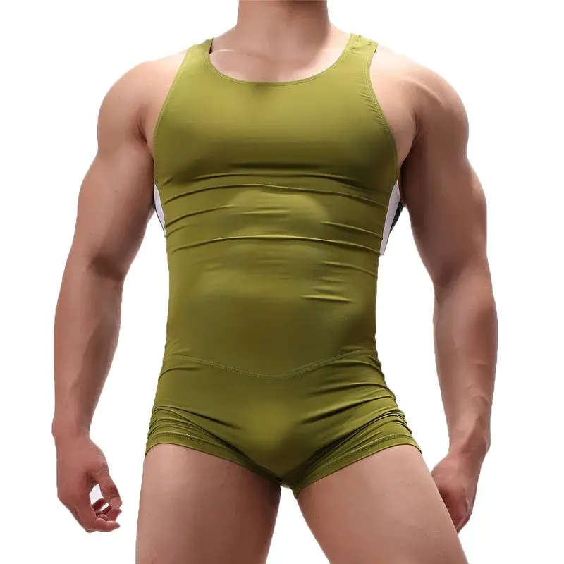 Thumbnail: Men Undershirts Sexy U-Convex Leotard Pouch Bodysuits
