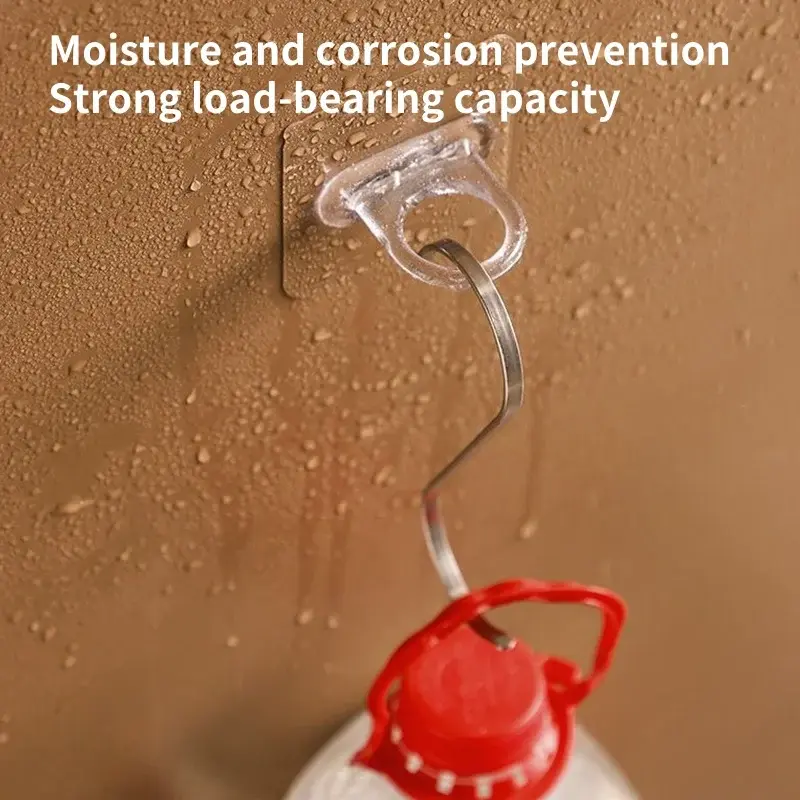 Thumbnail: 1-10pcs Multi-Purpose Wall-Mounted Round Hooks Self-adhesive Hooks Free Punching