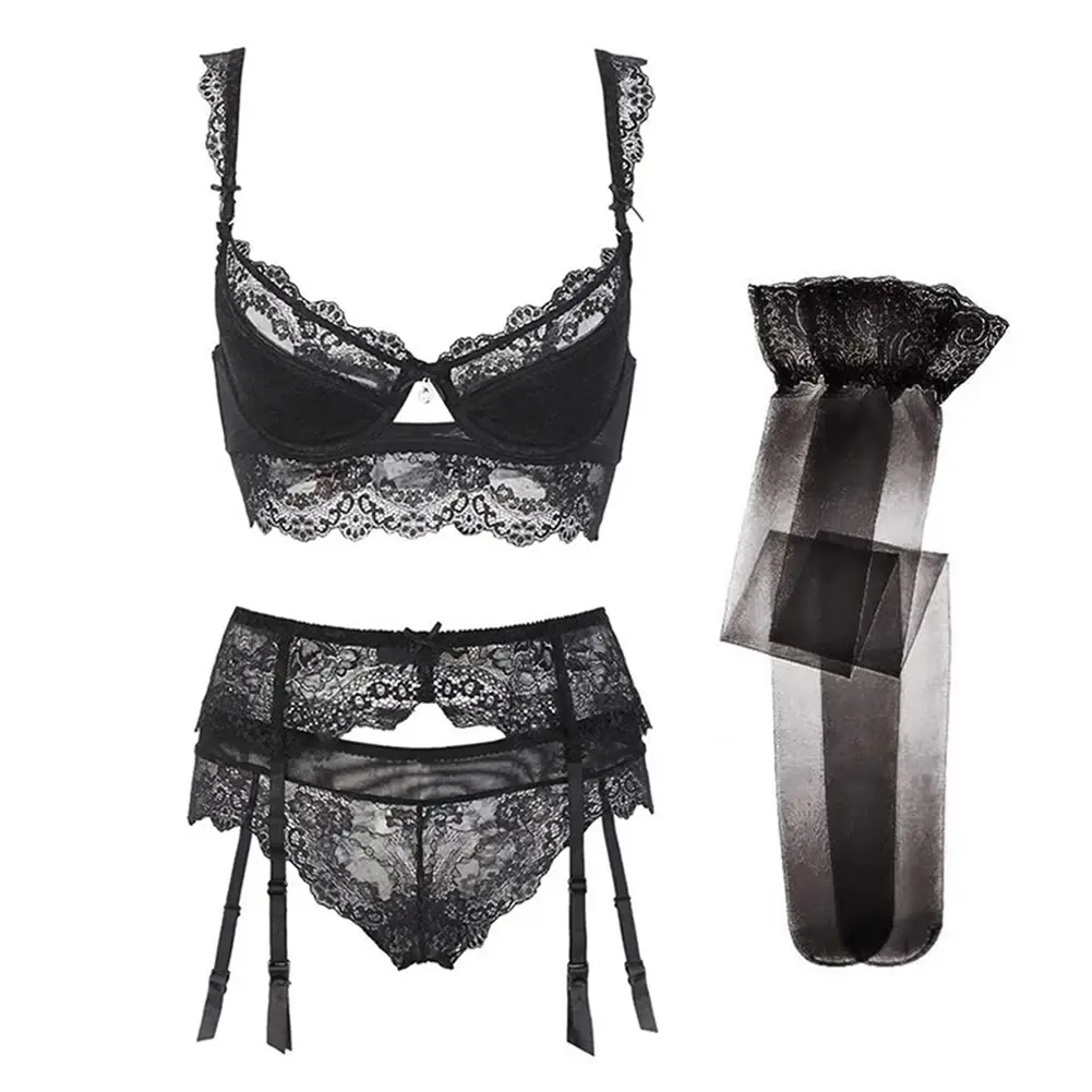Varsbaby Thin Cotton Lace Sexy Comfortable Breathable Bra Set