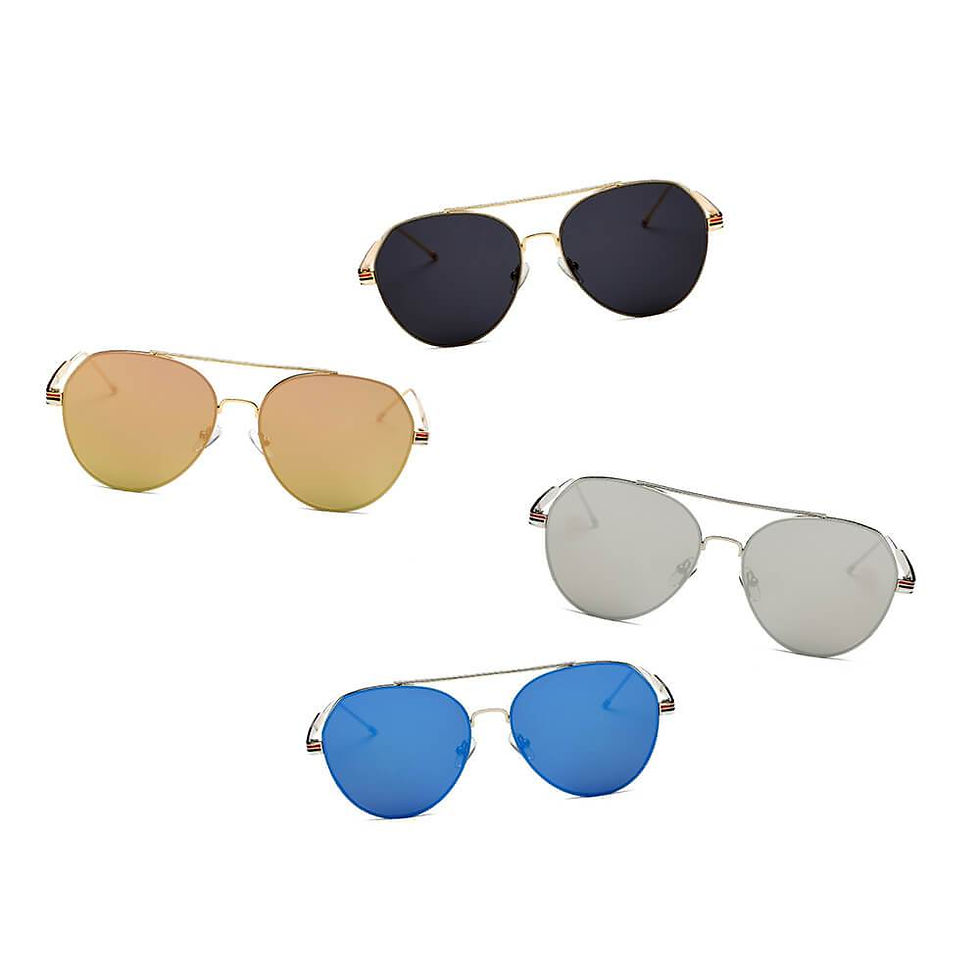 Thumbnail: ERIE - Modern Teardrop Aviator Flat Mirrored Flat Lens Sunglasses
