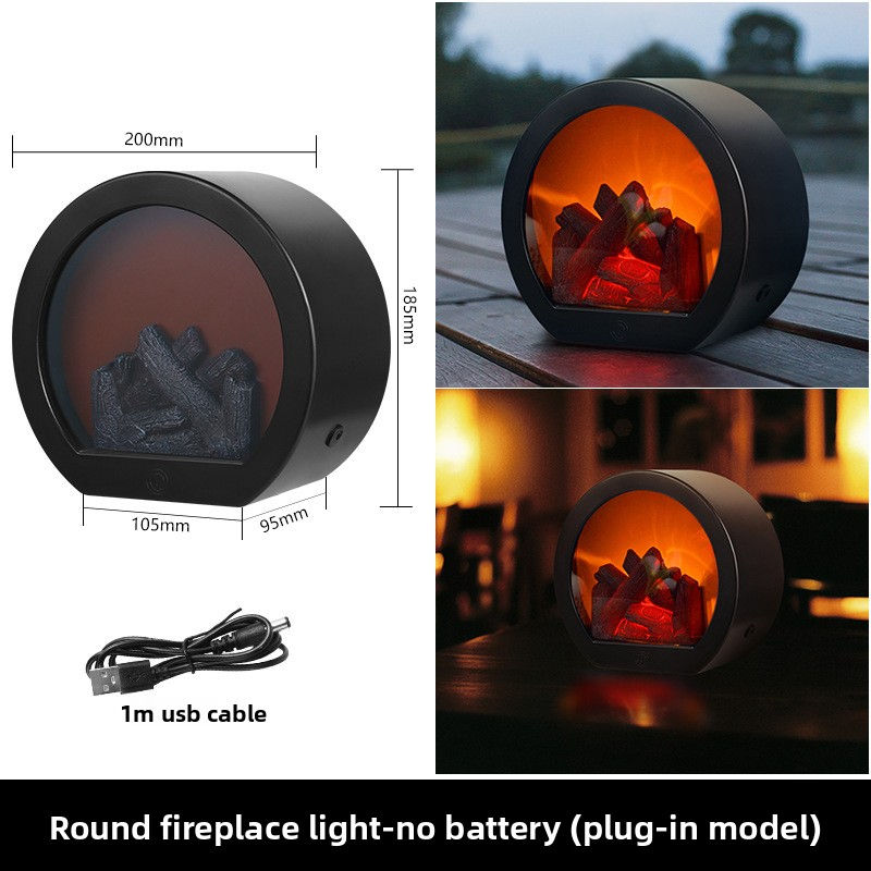 Thumbnail: LED Fireplace Lamp Realistic Flame Battery USB Powered Vintage Style for Indoor 